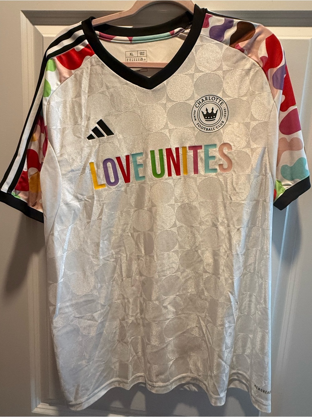 Charlotte FC Adidas White 'Love Unites' Rainbow Sleeve Jersey